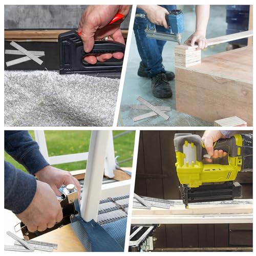 PINOZE Heavy Duty T50 Staples & 18GA Brad Nails Combo Kit, 7500-Count, 3/8" Crown T50 Staples with Toothed Chisel for Staple Gun (1/4, 3/8, 1/2 Inch) + 18 Gauge Brad Nails (5/8 Inch) - size: 7500-Count