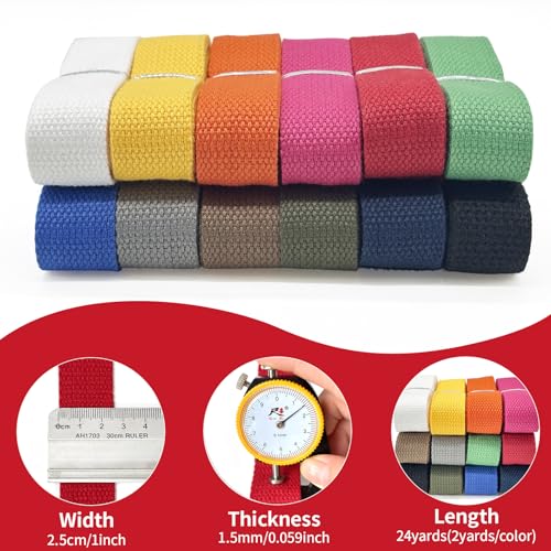 Multi-Color Cotton Webbing 1in x 24Yards - color: Multicolor