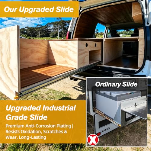 YENUO Locking Heavy Duty Drawer Slides Full Extension 12–60 Inch 500 LB - size: 12 Inch, style: Load:500 lb (With lock) -W:76mm