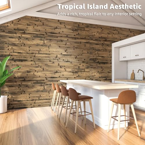 Art3d 48 x 96 in Pole Wrap Natural Bamboo Wall Panel, 1-Pack, Dark Burned - color: Dark Burned, size: 1-48 inches x 96 inches