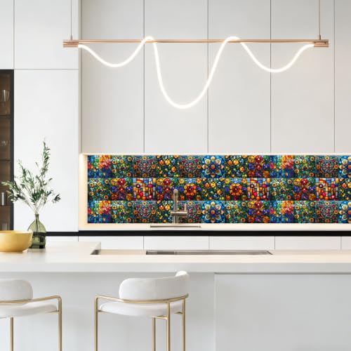 24Pcs Mexican Style PVC Peel and Stick Tile Stickers - color: Style D, size: 4x4 Inch