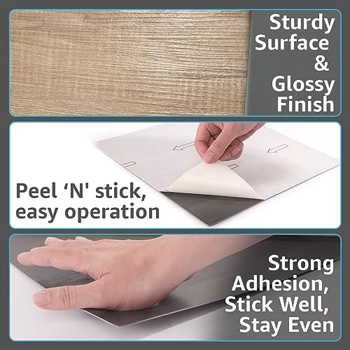 Art3d 30-Pack Peel and Stick Vinyl Floor Planks, 12" x 12", Light Brown Ash - color: Light Brown