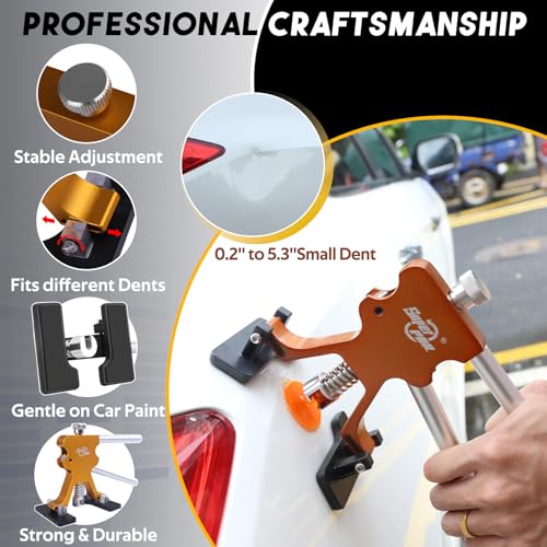 Super PDR Paintless Dent Repair Kit, Dent Puller Kit, Car Dent Removal Tools with Dent Lifter, Bridge Puller, Slide Hammer 2 in 1 T-Type Slide Hammer for Repair Door Ding, Creases and Hail Damage