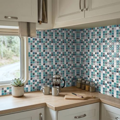 VICCI 3D Kitchen Backsplash Peel and Stick, 20-Pack 6x6 - color: Gray Blue