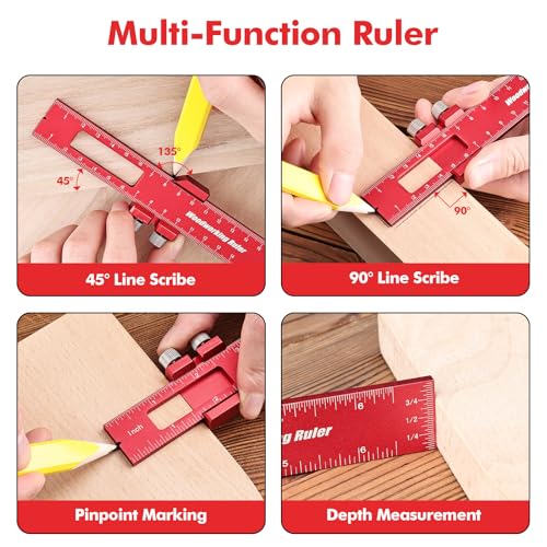 3PCS Woodworking Ruler Set, Precision Measuring Tool for Layout