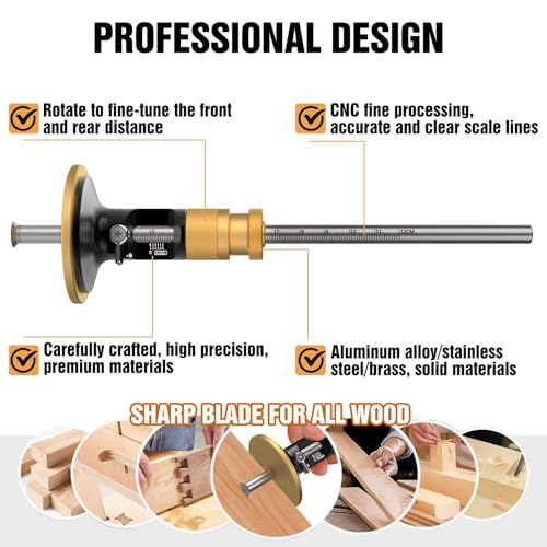 Wheel Marking Gauge for Woodworking with 0.2mm Micro Adjustment