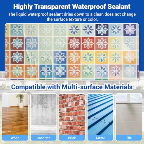 Waterproof Sealant Coating 5 Gallon, Clear Anti Leakage Roof Sealant - size: 640 OZ