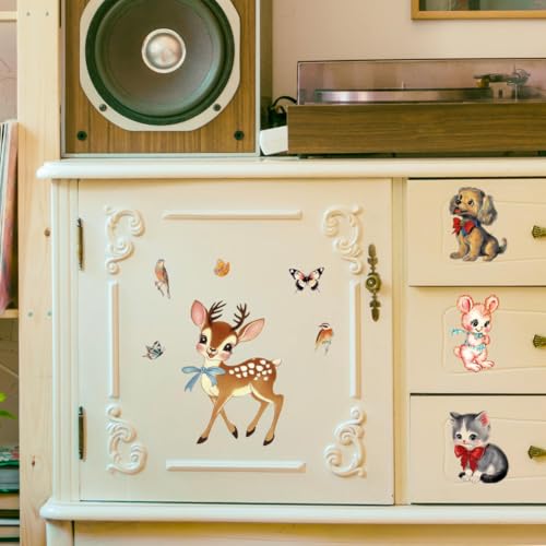 Peacoblue Vintage Parenting Animals Rub On Transfers for Furniture 6"x12" - style: Vintage Parenting Animals