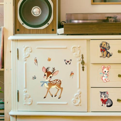 Peacoblue Vintage Parenting Animals Rub On Transfers for Furniture 6"x12" - style: Vintage Parenting Animals