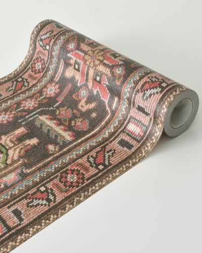 Tribal Geometric Brown Peel and Stick Wallpaper Removable Boho 9in×19.7ft - color: Tribal Brown