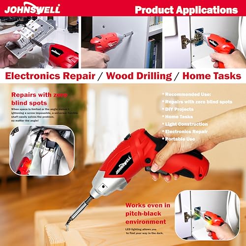 3.6V (RED) CORDLESS SCREWDRIVER 32+1pc USB Small Power Screwdriver Set.