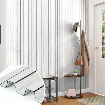 Grey White 3D Wood Slat Wall Panel Wallpaper for Bedroom Cabinets - color: Grey White