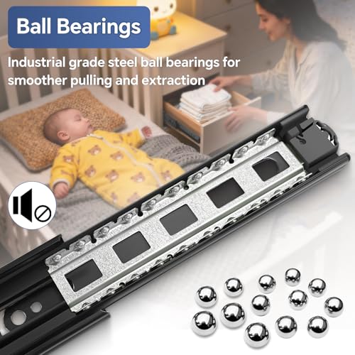 24 Inch Push to Open and Soft Close Drawer Slides,Full Extension,1 Pair - size: 24 Inch