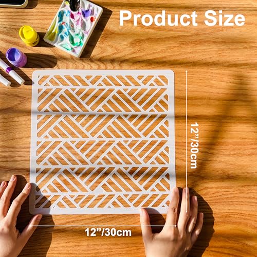 16 Pcs Large Geometric Stencils for Painting, Wall Tile Patterns 12 Inch - color: Geo02, size: 12 Inch