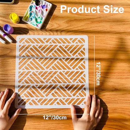 16 Pcs Large Geometric Stencils for Painting, Wall Tile Patterns 12 Inch - color: Geo02, size: 12 Inch