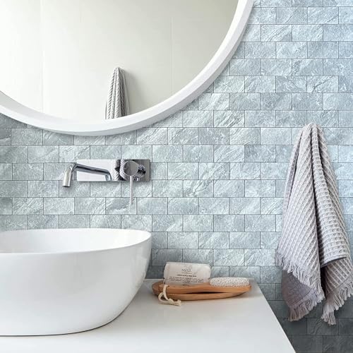 DICOFUN 10 Sheets Grey Slate Peel and Stick Backsplash Wall Tiles, 12"x12" Self Adhesive PVC Subway Tile for Kitchen Backsplash, 10 Sheets - color: Grey Slate, size: 10 Sheets, 12"x12"x0.12"
