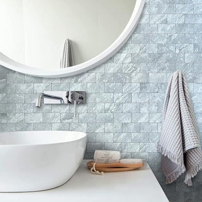 DICOFUN 10 Sheets Grey Slate Peel and Stick Backsplash Wall Tiles, 12"x12" Self Adhesive PVC Subway Tile for Kitchen Backsplash, 10 Sheets - color: Grey Slate, size: 10 Sheets, 12"x12"x0.12"