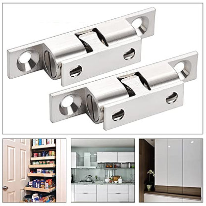 2 Pcs Adjustable Copper Double Ball Roller Tension Catches with Screws Brass Cabinet Cupboard Door Catch Ball Catch Furniture Latch for Cabinet Cupboards Wardrobes