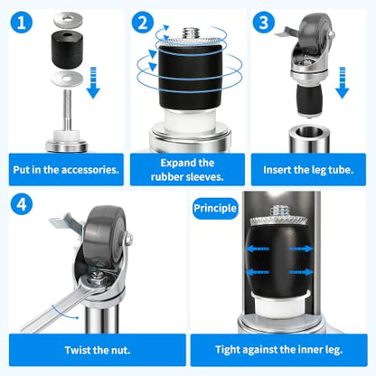 MySit 3 Inch Expanding Stem Casters Set of 4 - size: 3 INCH