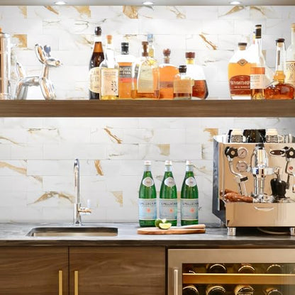 STICKGOO 10-Sheet Peel and Stick Backsplash, Calacatta Golden - color: Calacata Golden