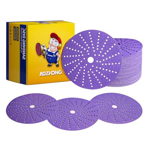 220 Grit, 6 in, 50 Pcs Ceramic Multi-Hole Sanding Disc, Hook and Loop, Premium for Fast Cutting, Film Back for Long Lasting, Premium Option for Metal Wood, Stock Removal, Fine Finishing - style: 6in - 220 Grit