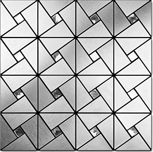 Vamos Tile Silver Mixed Glass Peel and Stick Backsplash Tile - color: ‎Silver
