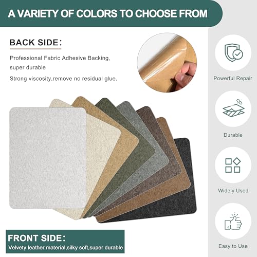 Azobur Couch Patch Repair Fabric,Microfiber Fabric, Self-Adhesive, for Sofa Repair and Upholstery, 2 Pieces, 9.5 x 11 inches (Light Gray) - color: Light Gray, size: 9.5" x 11"-2 PCS