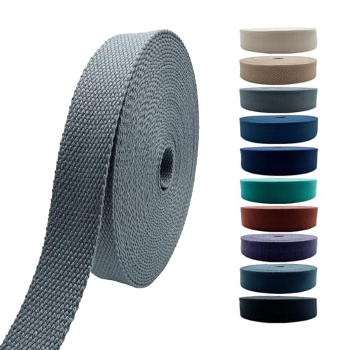 1 Inch Heavy Cotton Webbing 10 Yard Webbing Straps for Bags Handles,Tote Bag Webbing，Cloth Belt,Making Outdoor Supplies - color: Grey