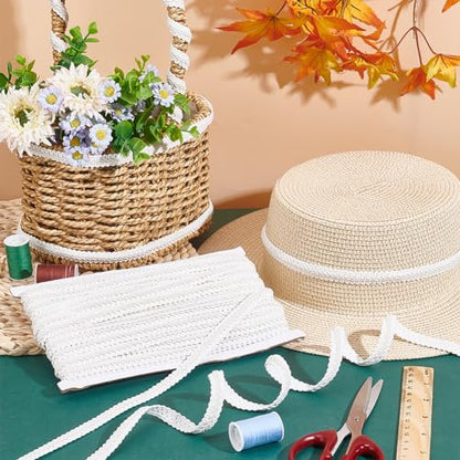 PH PandaHall White Gimp Braid Trim 27 Yards 1/2 Inch Polyester Woven Braid Trim Upholstery Trim Decorative Gimp Trim for DIY Crafts Sewing Curtain Jewelry Costume Wedding Decoration (Pack of 2) - size: 27.3 Yards (Pack of 2)