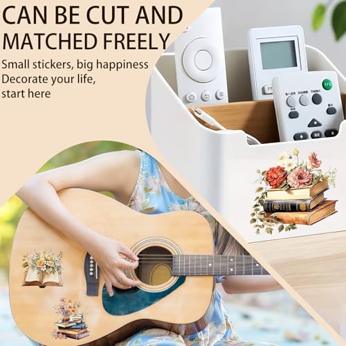2 Sheets Rub on Transfers for Crafts, Book Lovers Furniture Transfers for Wood, Glass, Plastic & Ceramics, Decorative Decals - style: Book Lovers