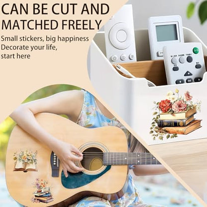 2 Sheets Rub on Transfers for Crafts, Book Lovers Furniture Transfers for Wood, Glass, Plastic & Ceramics, Decorative Decals - style: Book Lovers
