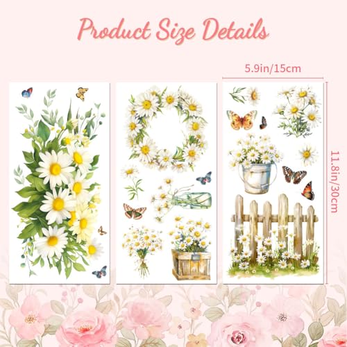 Peacoblue Daisy Butterfly Rub On Transfers for Furniture Craft 6"x12" - style: Daisy and Butterflies