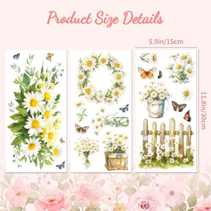 Peacoblue Daisy Butterfly Rub On Transfers for Furniture Craft 6"x12" - style: Daisy and Butterflies