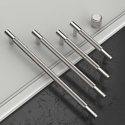 Asidrama 10 Pack 3 Inch(76mm) Brushed Satin Nickel Cabinet Pulls Knurled Cabinet Handles Cupboard Handles Kitchen Cabinet Hardware for Cupboard Drawer Pulls - color: Brushed Satin Nickel, size: 3" Hole Center, style: 10 Pack