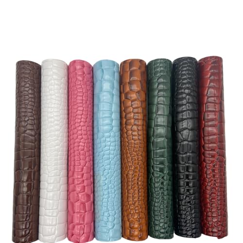 8pcs Glossy Alligator Faux Leather Fabric,8"x12"(20cmx30cm) Bright Embossed Crocodile Textured Bump Synthetic Leather Fabric for Earrings Hair Bows Making and DIY Projects