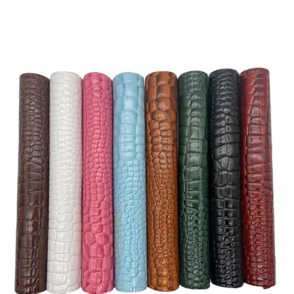 8pcs Glossy Alligator Faux Leather Fabric,8"x12"(20cmx30cm) Bright Embossed Crocodile Textured Bump Synthetic Leather Fabric for Earrings Hair Bows Making and DIY Projects