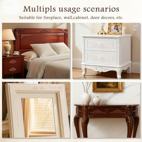Croblissful 8 Pcs Wood Appliques and Onlays, Delicate Style, Large Size - size: Large Size, style: Delicate Style