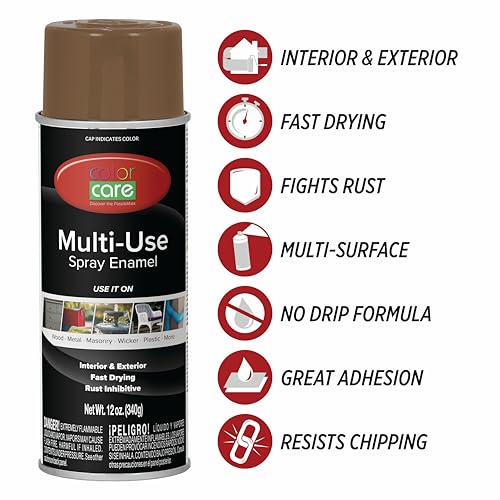 Spray Paint, 12 oz, 4-Pack (Gloss Brown) – All-Purpose, Indoor & Outdoor, Rust Resistant, for Wood, Metal, Plastic & Masonry - color: Brown