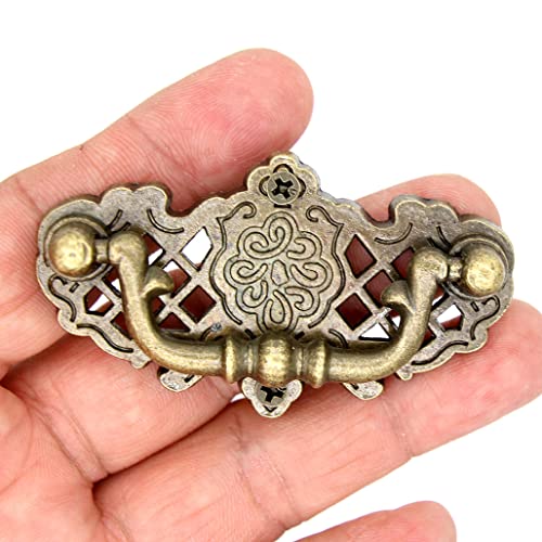 LXZ 4 PCs Vintage Antique Brass Bail Pull Handle for Wooden Drawer Cabinet Cupboard, Length 2.6" (6.6 cm) and Height 1.5" (3.7 cm)