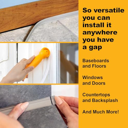 InstaTrim Flexible, Self-Adhesive Caulk Strip Sealant, 3/4" x 50', Gray - color: Grey, size: 3/4 in x 50 ft