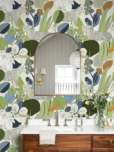 Peel and Stick Wallpaper Floral Leopard Renter Friendly Wallpaper