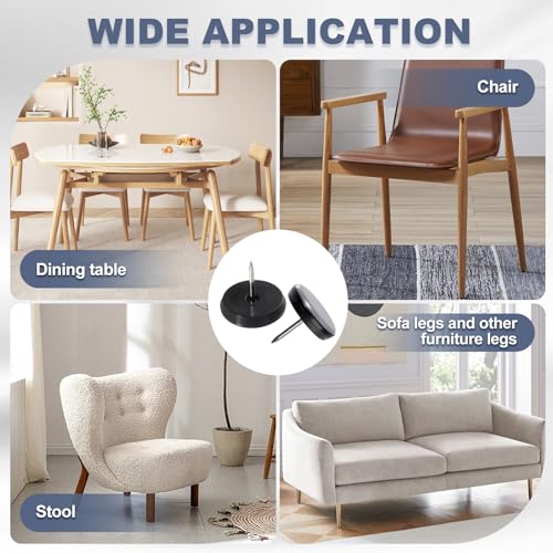 1" Nail on Furniture Sliders Chair Sliders Glides Wooden Furniture Movers Move Your Furniture Easily & Safety - Best Chair Leg Floor Protectors for Hardwood Floors & Carpets