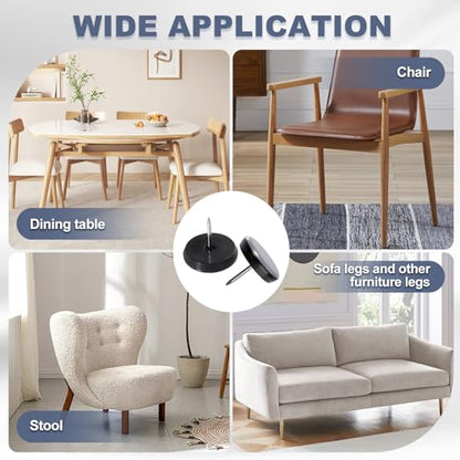 1" Nail on Furniture Sliders Chair Sliders Glides Wooden Furniture Movers Move Your Furniture Easily & Safety - Best Chair Leg Floor Protectors for Hardwood Floors & Carpets
