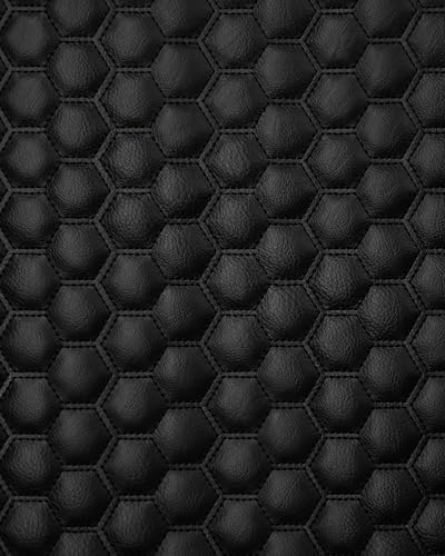 Vinyl Quilted Foam Padded Fabric with 3/8" Foam Backing Upholstery Durable Automobile Headliner Door Panels Boats Seats Cover /58" W/Continuous Yard/FABRIC EMPIRE (Black Stitching, 1 inch Honeycomb) - color: Black, size: Hexagon 1"