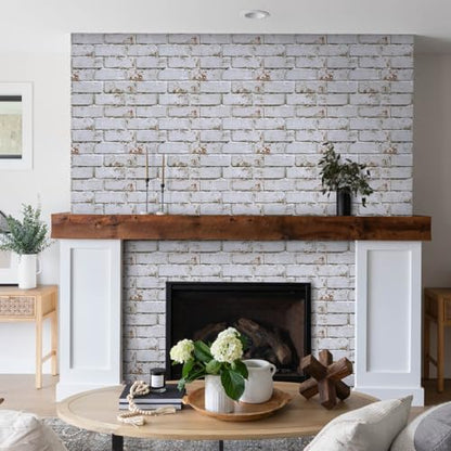 Commomy Faux Brick 3D Peel and Stick Warm White - 10 Pcs 11.8" x 11.8" - color: Brick-HGC