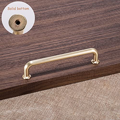 10 Pack Hole Center 5''(128mm) Brushed Brass Kitchen Cabinet Pulls.Zinc Alloy Solid Round Cabinet Handle Drawer Pull Modern Hardware for Bar