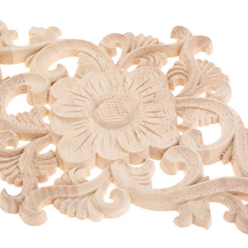 4Pcs Wood Carved Appliques Onlays Center Carving Decals for Furniture - color: 4-pack, size: 21x15cm/8.27"x5.9"