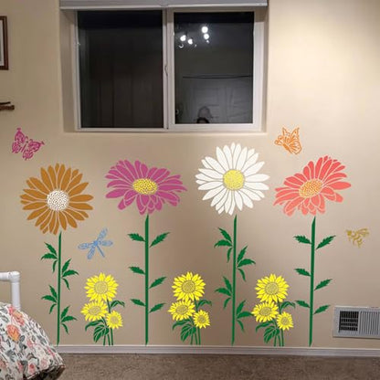 Large Flower Stencils for Painting Sunflower Stencils for Crafts Reusable - style: Daisy Sunflower