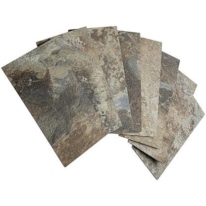 AULIGET 100-Piece Beige & Brown Slate Peel and Stick Backsplash Wall Tiles, 3" x 6" PVC Faux Stone Stick on Tile for Backsplash Kitchen, Bathroom, Laundry Room, Camper, Fireplace - color: Beige & Brown Slate