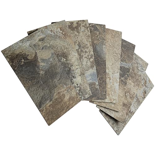 AULIGET 100-Piece Beige & Brown Slate Peel and Stick Backsplash Wall Tiles, 3" x 6" PVC Faux Stone Stick on Tile for Backsplash Kitchen, Bathroom, Laundry Room, Camper, Fireplace - color: Beige & Brown Slate
